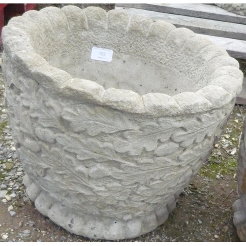 192 - Circular planter featuring oak leaves and acorns