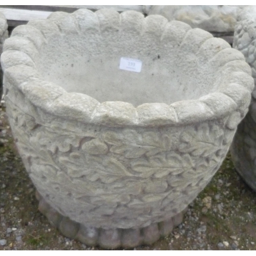 193 - Circular planter featuring oak leaves and acorns