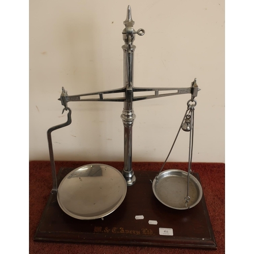 65 - Early 20th C nickle plated set of grocery scales by W & T Avery Ltd