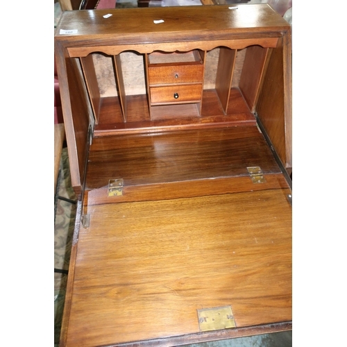 232 - Early - mid 20th C walnut ladies writing desk with fall front revealing fitted interior above single... 