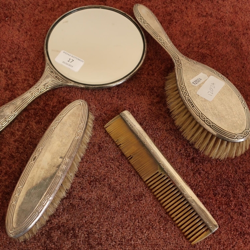 17 - Early 20th C silver dressing table set