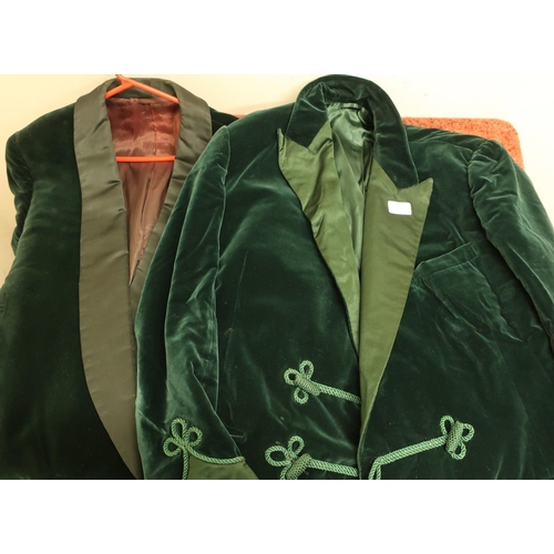 175 - Pair of gentlemans green velvet smoking jackets