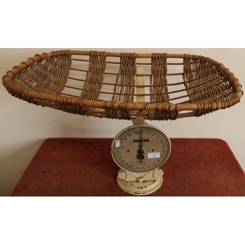 18 - Salter baby scale with woven basket