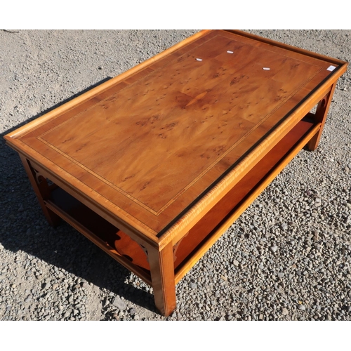 291 - Modern rectangular two tier yew wood style coffee table  (107cm x 63cm x 42cm)