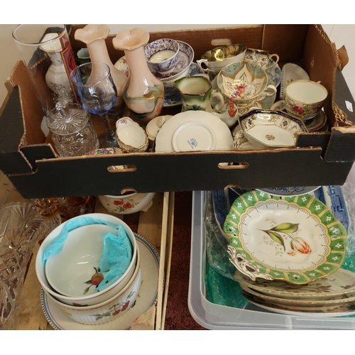 30 - Collection of various ceramics, including blue & white, Royal Stafford etc, in three boxes