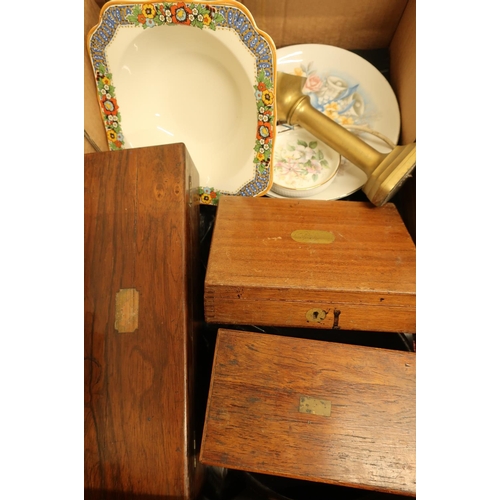 72 - Selection of 19th C and later instrument boxes, various drawing instruments, ceramics and other item... 