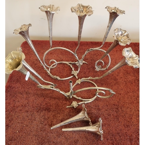 278 - Pair of five branch silver plated epergne