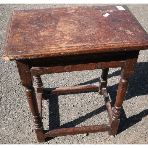 98 - 19th C oak rectangular joint stool on turned supports