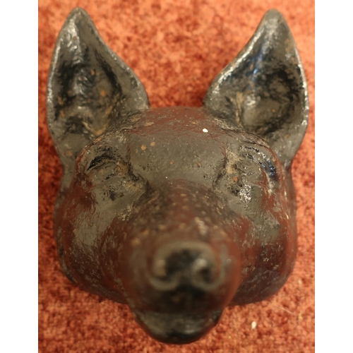 314 - 19th C heavy cast metal fox mask