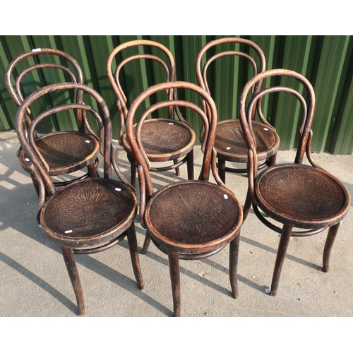 89 - Set of six Bentwood style cafe type chairs