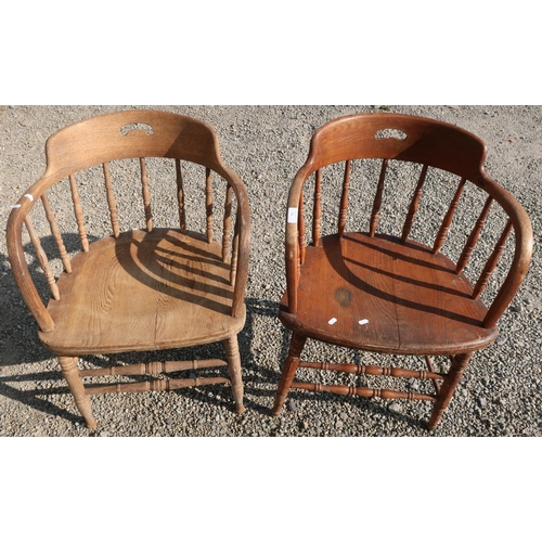 93 - Pair of light wood armchairs with turned supports