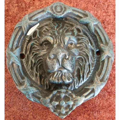 8 - Heavy cast metal lion mask door knocker