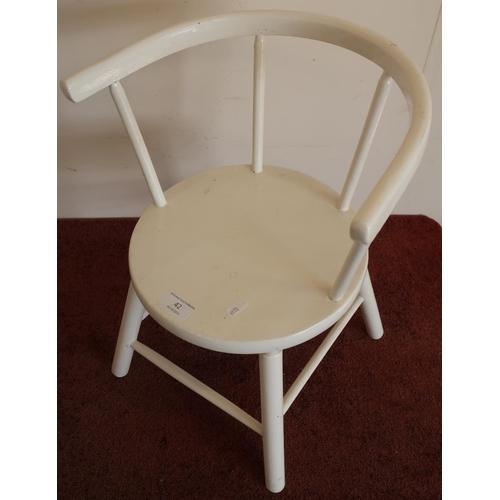 42 - Childs white painted stick back chair