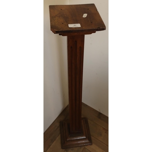 82 - Edwardian square top shop style display stand with square fluted column and stepped square base (hei... 