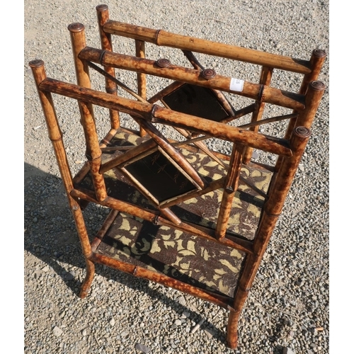 318 - 19th/20th C bamboo and lacquered two tier two sectional magazine rack (43cm x 24cm x 75cm)