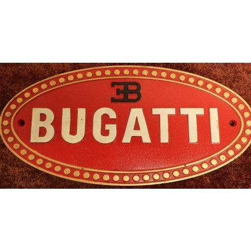 329 - Cast metal oval Bugatti sign (35cm x 16.5cm)