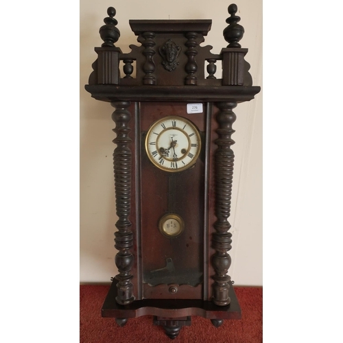 276 - Late Victorian beech stained wall clock