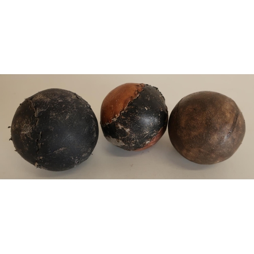 548 - 19th C stitched leather 'fives' ball and two other similar 'fives' balls (3)