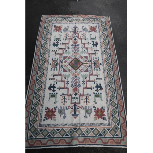 574 - Kashmiri hand stitched wool chain rug (152cm x 90cm)