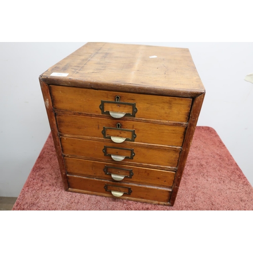 581 - Early 20th C office desk set of five filing drawers (36.5cm x 37cm x 40.5cm)