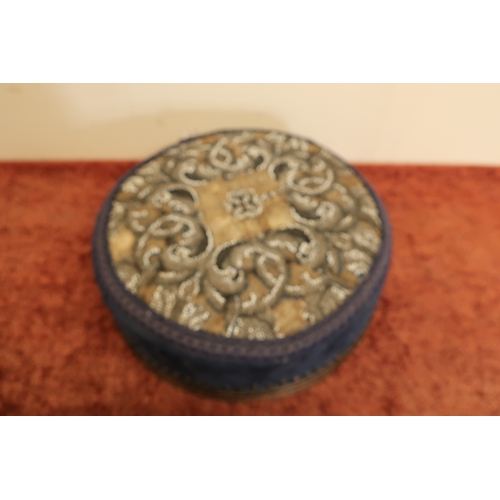 332 - Victorian mahogany circular foot stool/stool top upholstered with beadwork panel