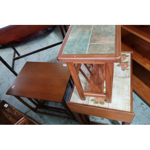 244 - Nest of three 1970s G Plan style teak occasional tables, similar tile top set of occasional tables a... 