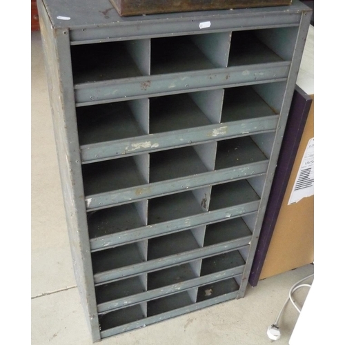 61 - Metal shelving unit with 21 compartments