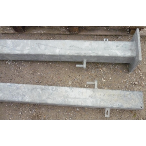 168 - Two large galvanized gate posts (180cm x 12cm)