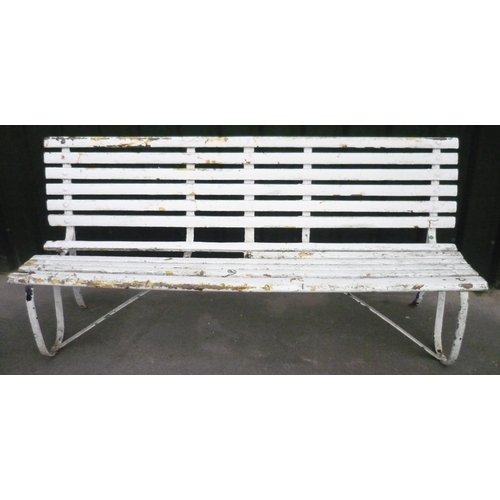 172 - Vintage painted garden bench with wooden slats (AF)