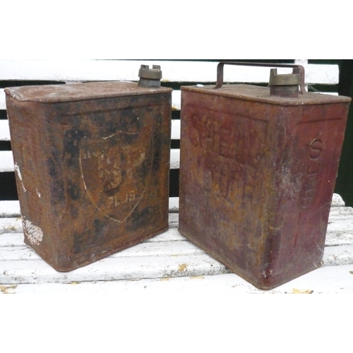 174 - Two vintage petrol cans, BP and Shell (caps in office)