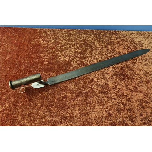 104 - British Volunteers Brown Bess type bayonet circa 1800 with 18 3/4 inch single fullered flat blade an... 