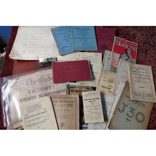 122 - Selection of various military ephemera, booklets, pamphlets etc including message writing and RT 194... 