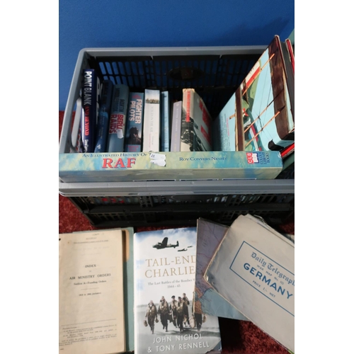 124 - Selection of various military related book in one box, mostly hardback including Fighter Pilots, RAF... 