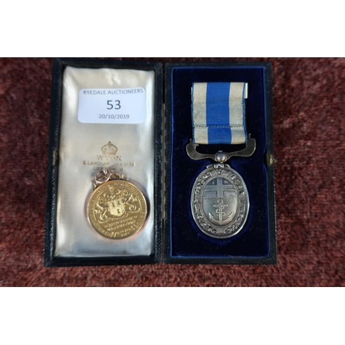53 - Cased Lloyds Meritorious Services Medal awarded to Chief Officer G S Adamson SS Snowdon Range and as... 