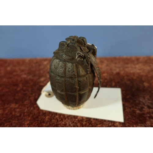 6 - WWI Mills No 5 grenade with base plug marked Elm Bank 11-15
