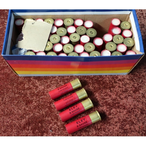 673 - Approx 51 heavy load 45grms No 3 Eley Kynoch paper cased 8 bore cartridges (reload) (shotgun certifi... 