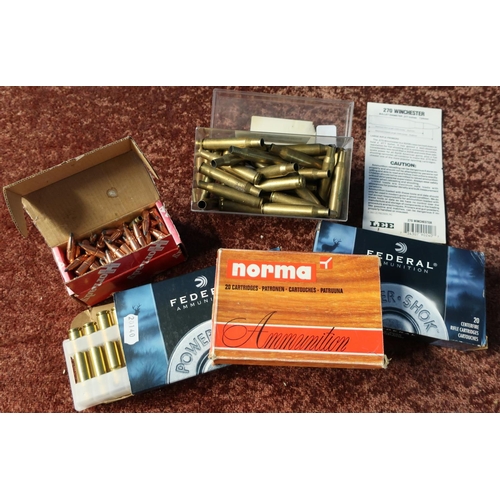 685 - 270 Cal bullet heads, a large selection of various assorted rifle ammunition casings including Feder... 