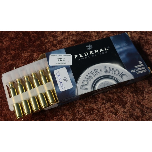 702 - 19 rounds of Federal .270 centre fire rifle ammunition (section 1 certificate required)