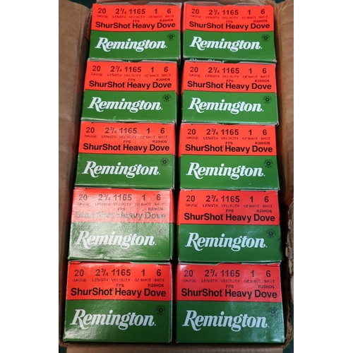 709 - 250 Remington Shur Shot Heavy Dove 20 bore shotgun cartridges 2 3/4 inch, 1165 velocity, 1 ounce sho... 