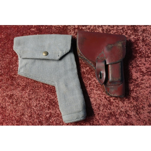 98 - Small leather pistol holster and a RAF webbing pistol holster (2)