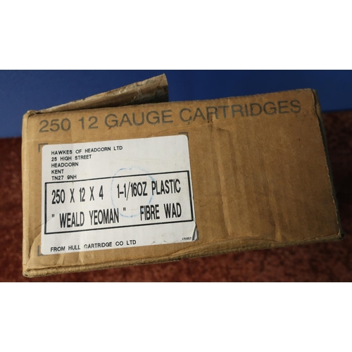 704 - Case of 250 12 bore Weald Yeoman 4 1 1/16L fibre wad (shotgun certificate required)