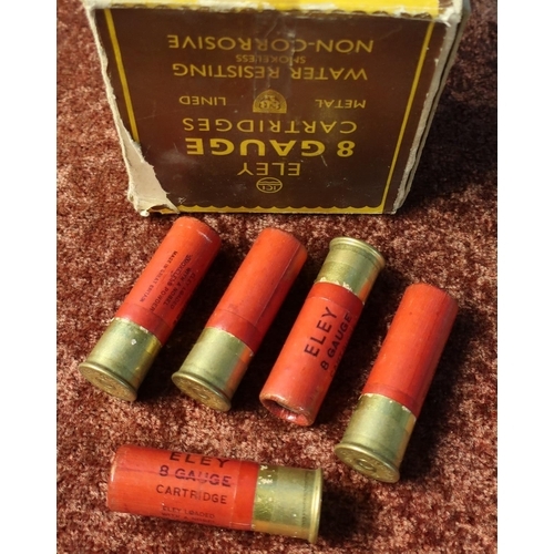 669 - Box of 25 Eley 8 bore shotgun cartridges (shotgun certificate required)