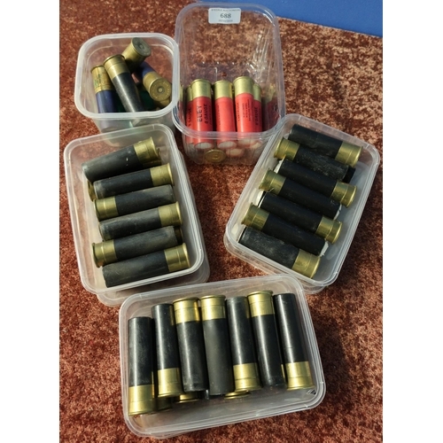 688 - Quantity of various assorted 8 bore shotgun cartridges including Remington Industrial Reload, Eley K... 