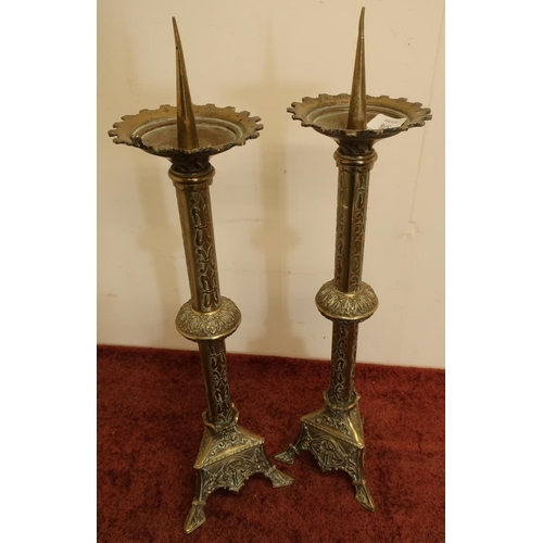 49 - Large pair of brass church alter candlesticks (approx height 53cm)