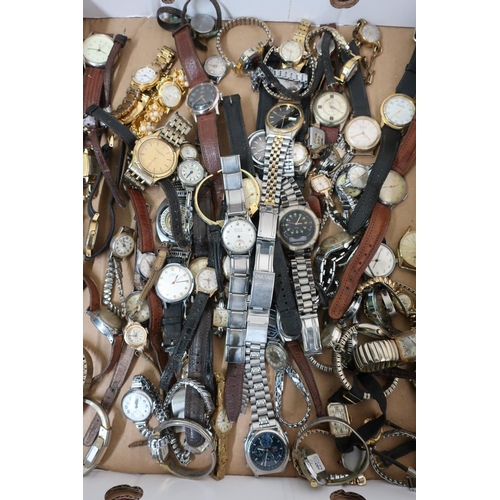 152 - Ladies & gents wristwatches, a large selection including Doxa, Oris, Helvetia contained in one box