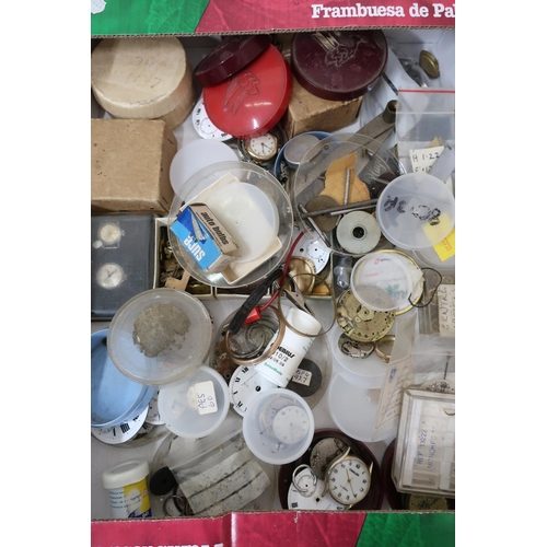 153 - Pocket watch movements, dials and other items contained in one box