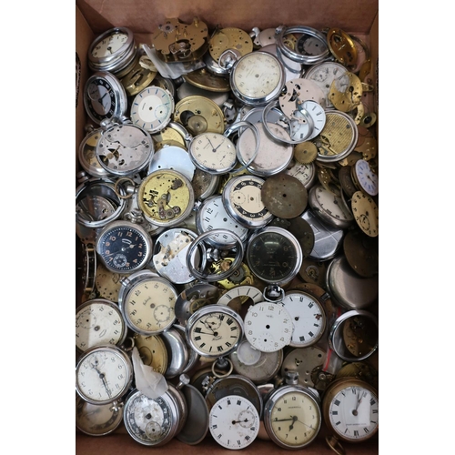 158 - Pocket watch movements, cases and dials including Ingersoll, Smiths, predominantly pin pallet moveme... 