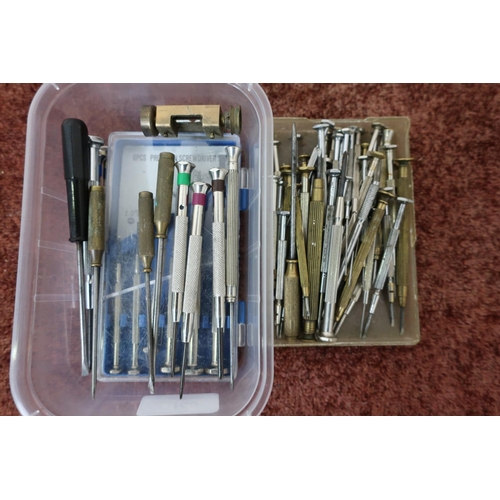 160 - Cased six piece jewellers screwdrivers set and a selection of other jewellers screwdrivers