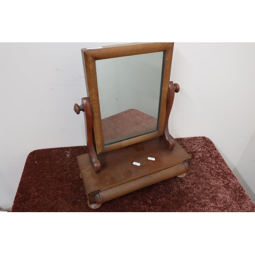 320 - Victorian mahogany free standing dressing table mirror with single frieze drawer (38cm x 20cm x 47cm... 