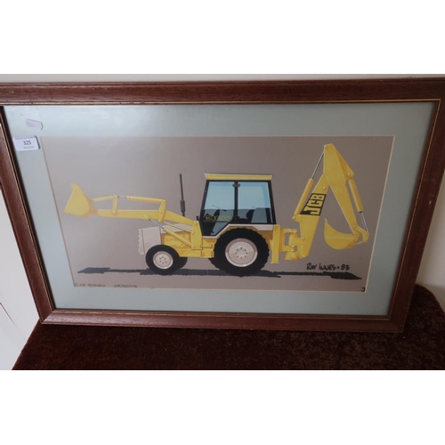 325 - Stylist drawing by JCB of a 3CX JCB by Ray Innes.83 marked copy-write JCB Research JCB/150/1174 (69c... 